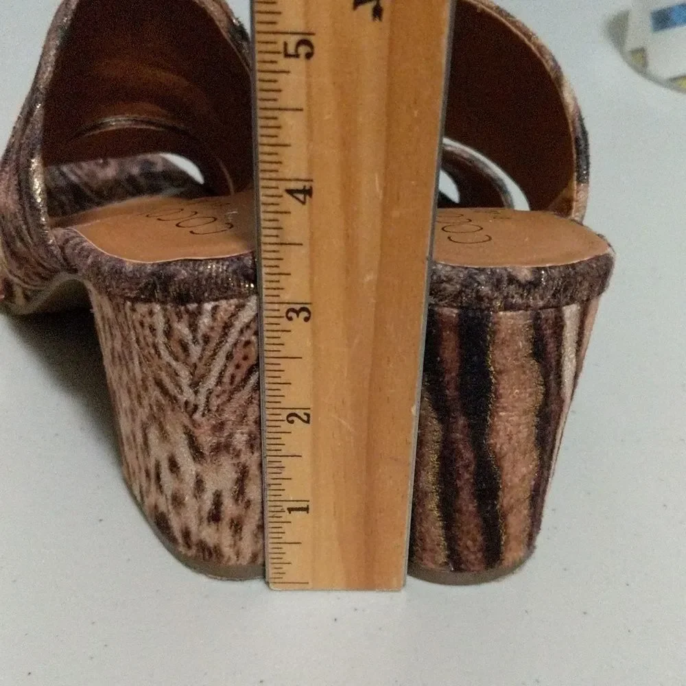 Coconuts by Matisse animal print metallic gold brown slide striped pump sandal 7